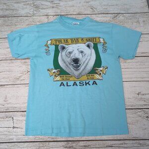 Vintage 1989 Single Stitch Alaska Polar Bear Graphic T Shirt Size Medium